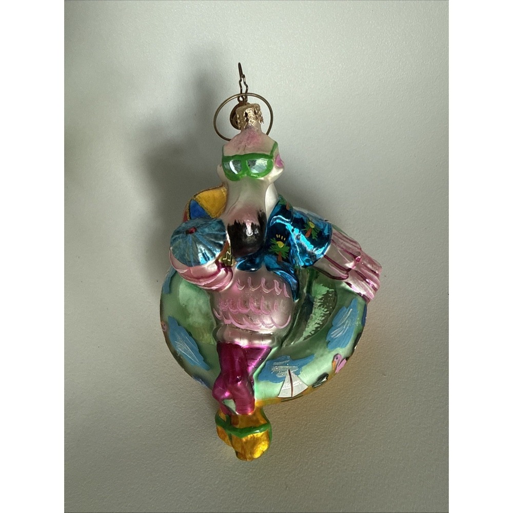 Christopher Radko 2005 Easy Livin Pink Paradise Flamingo Christmas Ornament 6''